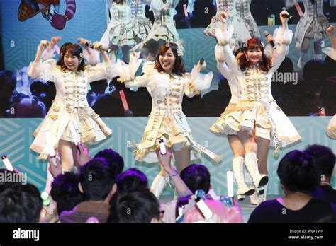 members of japanese idol girl group ske48 perform at the anime exhibition c3afa hong kong 2018
