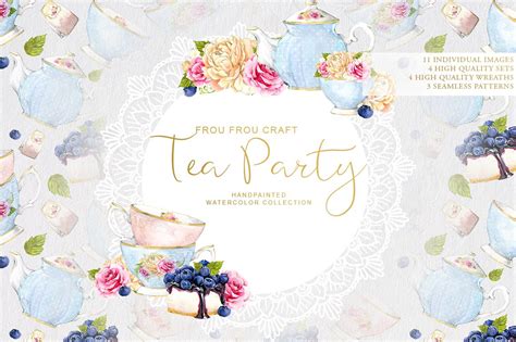 Tea Party Clip Art Custom Designed Illustrations Creative Market