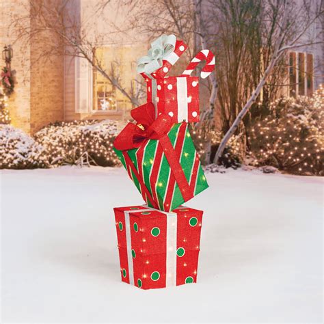 Pvc Frame Lighted Gift Boxes Christmas Light Gifts Box With Red Boxes