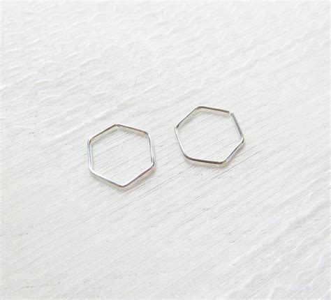 Mm Mm Minimalist Geometric Hexagon Hoop Earrings Sterling Etsy