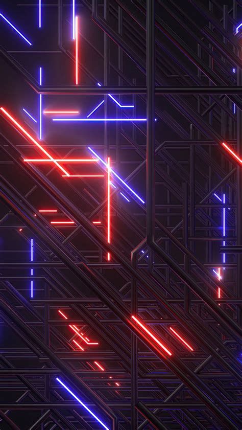 Download Abstract Neon Lights Circuit Lines 2160x3840 Wallpaper 4к