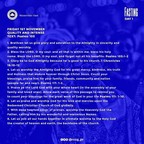 Day 1 Rccg November 2019 Fasting Prayer Points Friday 1st Perspective