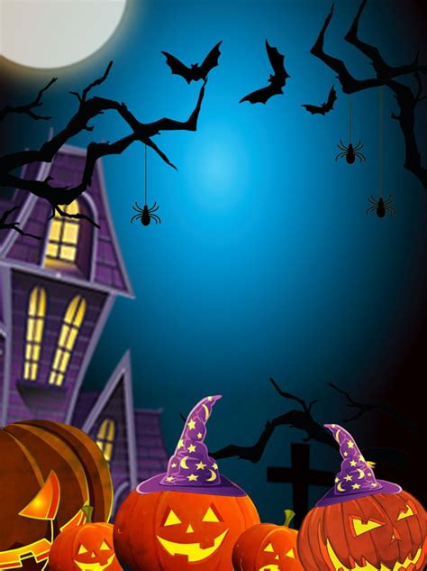 Blue Night Halloween Background Wallpaper Image For Free Download Pngtree