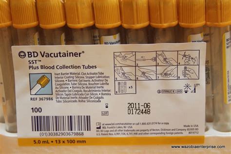 BD VACUTAINER SST PLUS BLOOD COLLECTION TUBES 100 PACK 367986