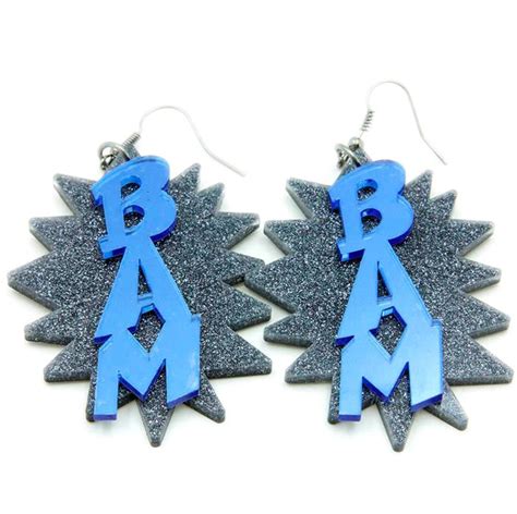Retro Blue Bam Acrylic Comic Earrings Blue Jewelry Acrylic Jewellery Earrings