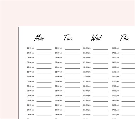 Weekly Schedule Printable Weekly Planner 30 Minute Etsy
