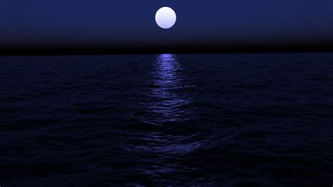 Full Moon At Night In The Ocean Seamlessly Looping Stock Footage