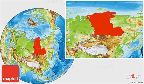 Physical Location Map Of Eastern Siberia