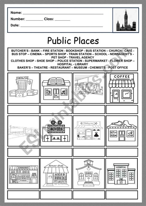Public Places Esl Worksheet By Xani