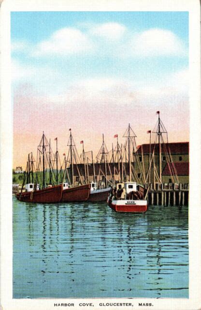Ma Gloucester Harbor Cove Fishing Boats Postcard Unused 1920s30s Ebay