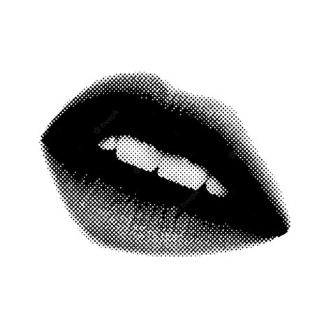 Premium Vector Halftone Female Lips Print Isolated Vector Illustration
