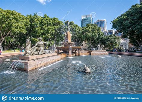 Sydney Australia August Archibald Fountain Is A Major Tourist Attraction In Hyde