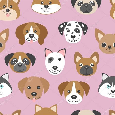 Cute Cartoon Puppy Wallpaper Vector Seamless Pattern With Cute