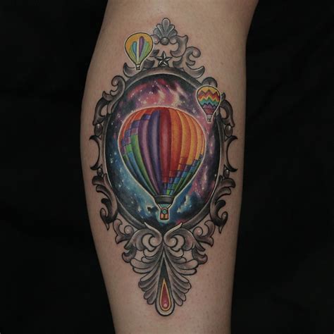Technicolor Hot Air Balloon Tattoo By Jeremy Brown Hot Air Balloon Tattoo Balloon Tattoo Air