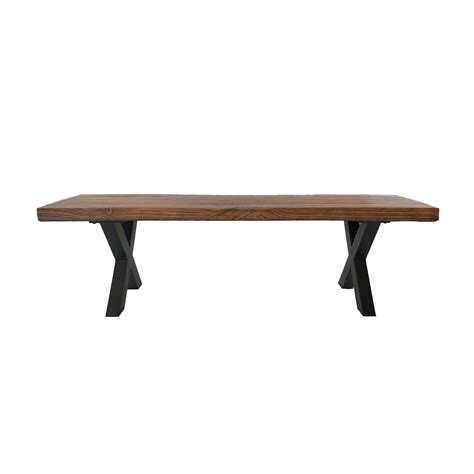 Cytheria Outdoor Light Weight Concrete Dining Bench Brown Walnut