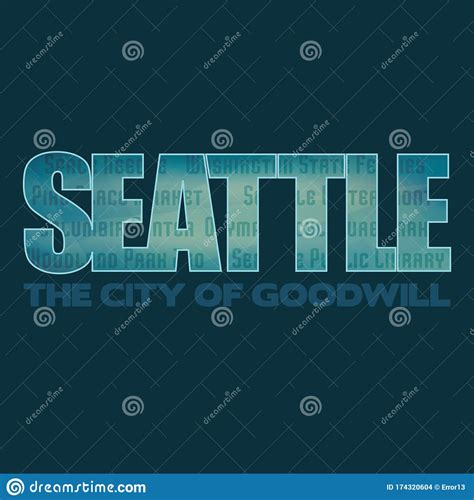 Seattle Typography Vector Design Cmyk Colors Stock Vector