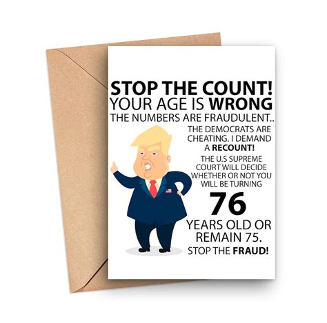 Funny 76th Birthday Card Funny Trump 76th Birthday Card Etsy