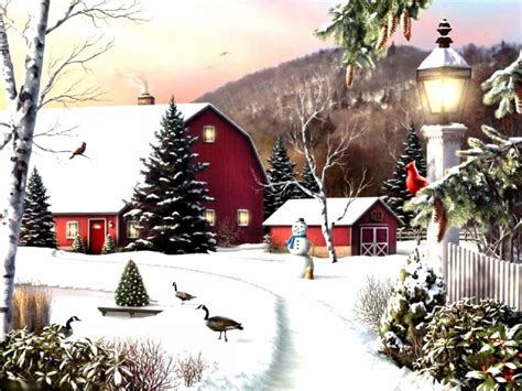 led lights  shipping christmas wall art canvas print strechedwinter landscape painting