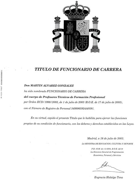 Mestre Martín Títulos Curriculum Vitae