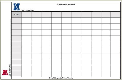 Free Printable Super Bowl Squares Template 2020 Resume Example Gallery