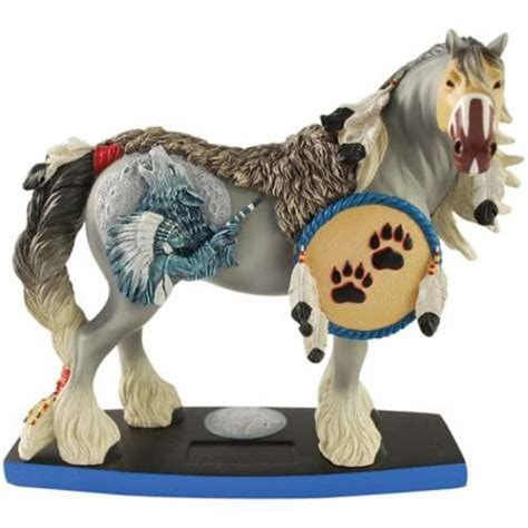 65 Inch Hand Crafted Resin Wolf Spirit Collectible Horse Figurine