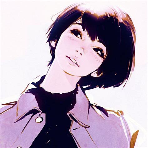 Anime Picture 1080x1080 With Original Kr0npr1nz Single Blush Short Hair Black Hair Simple