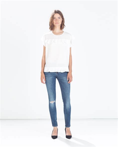 jeans with ripped knee jeans woman zara united states jeans woman zara ripped knee