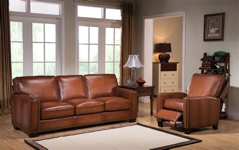 Harley 100 Full Leather Brown Sofa Set • Usa Furniture Online