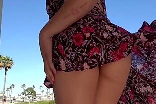 Mia Li Shows Off Her Bushy Pussy In Some Upskirt Action Outside