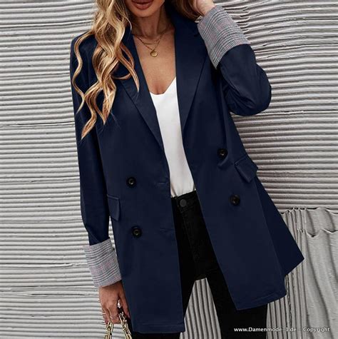 Neuheiten 2024 Damen Blazer Elegant In Dunkelblau Mit Karriere