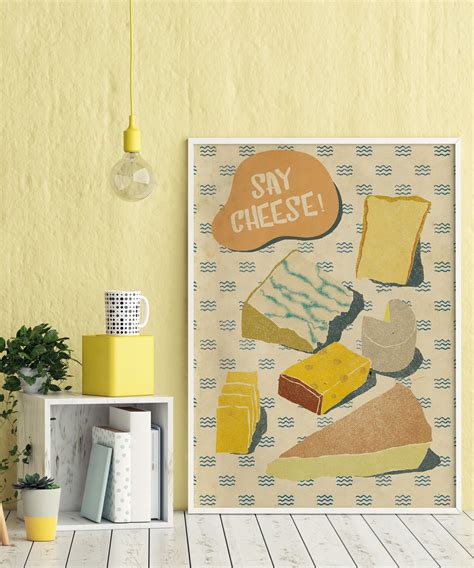 Cheese Print Vintage Cheese Poster Retro Style Food Poster Etsy