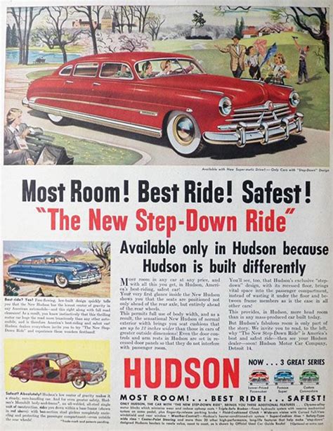 Vintage Ads 1950s 1950 Hudson Car Ad Step Down Design Vintage