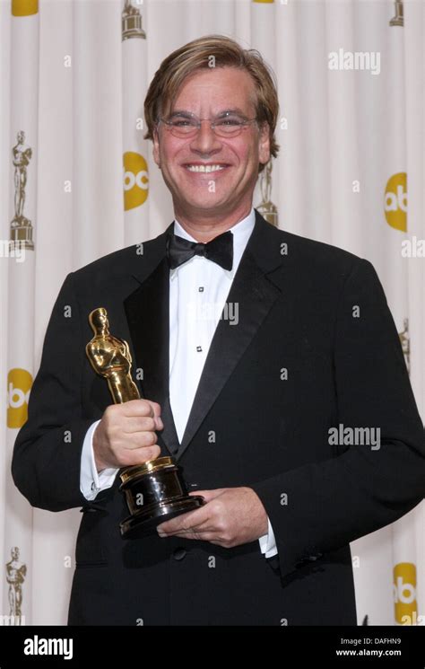 Us Writer Aaron Sorkin The Social Network Poses With His Oscar For Writing Adapted