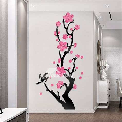 Partially painted walls revive the retro styles while other creative painting ideas add an artistic touch and modern flair to bedroom decorating. Flower Wall Decals Acrylic Personalized For Bedroom Home ...