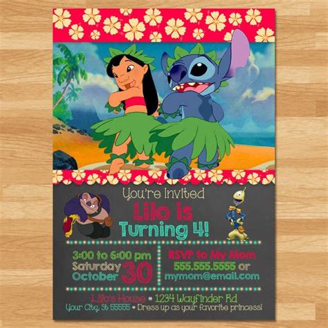 Lilo Stitch Invitation Chalkboard Lilo And Stitch Invite Etsy Uk Lilo And Stitch Shopkins