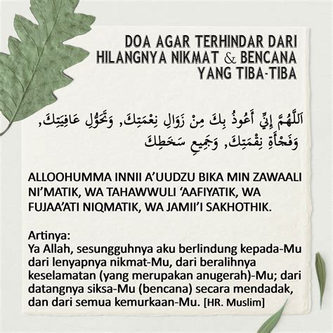 Bismillah Doa Agar Terhindar Dari Hilangnya Nikmat Dan Bencana Yang