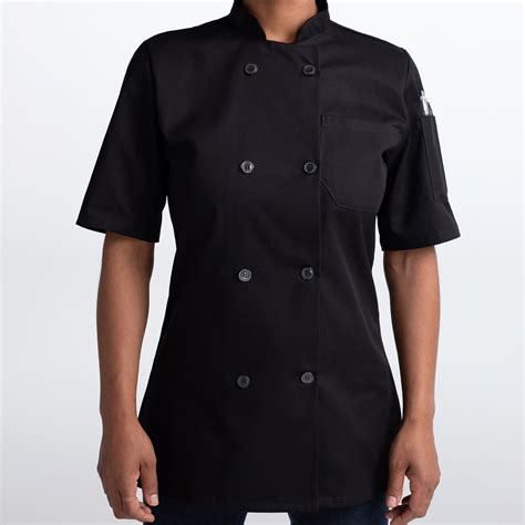 Women S Short Sleeve Plastic Button Chef Coat Chefwear