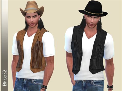Sims 4 Cc Custom Content Male Clothing Birba32s Leather Gilet