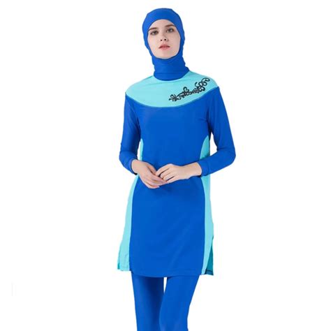 Navsegda Arab Muslim Swimsuit Plus Size Modest Women Islamic Long Sleeves Swimwear Printed
