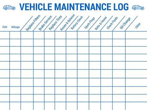 Vehicle Maintenance Log Template Business