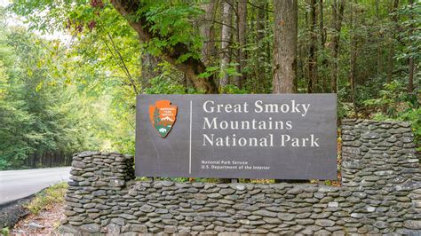 Entrance Sign To Great Smoky Mountains National Park At Gatlinburg