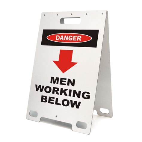 danger men working below portable a frame sign bc site service