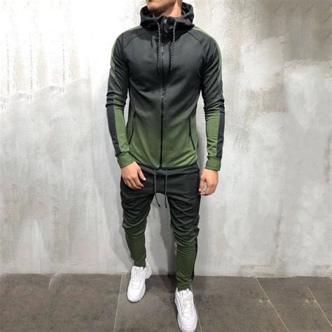 mens athletic 2 piece outfit set hooded tracksuit casual jogging sweat suit running jogging