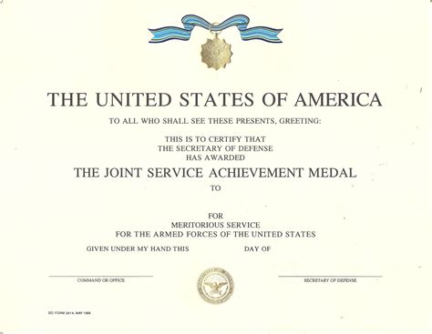 Browse Our Printable Army Achievement Medal Certificate Template