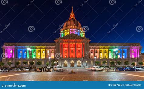 San Francisco City Hall In Rainbow Colors Editorial Photo Image Of