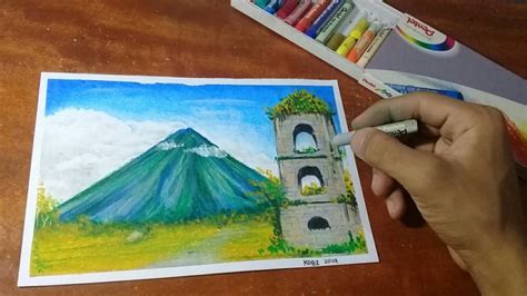 Mt Mayon Oil Pastel Painting Gandangpinas Youtube