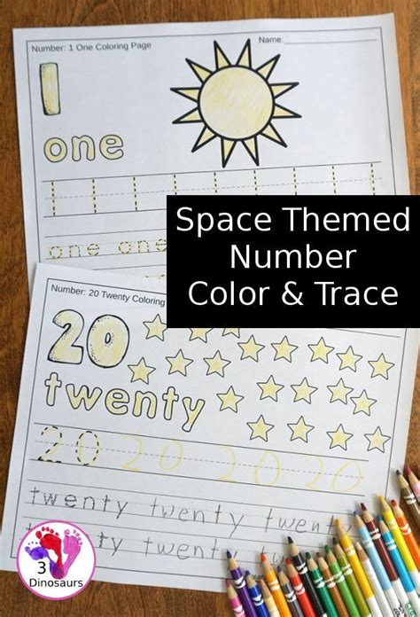 Space Themed Number Color And Trace Easy No Prep Printables With A