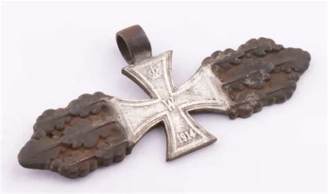 German Pendant Iron Cross Wwii Ww1 Wwi Ww2 Germany Oak Leaves 1914 Trench Art De 1 00 Picclick