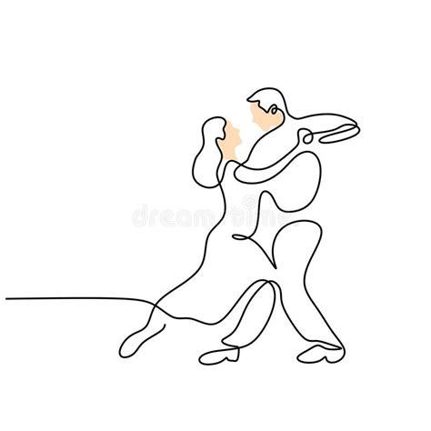 Couple Dancing With Continuous Line Drawing Minimalism Design Vector