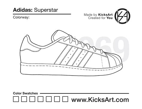 Adidas Superstar Sneaker Coloring Pages Created By Kicksart